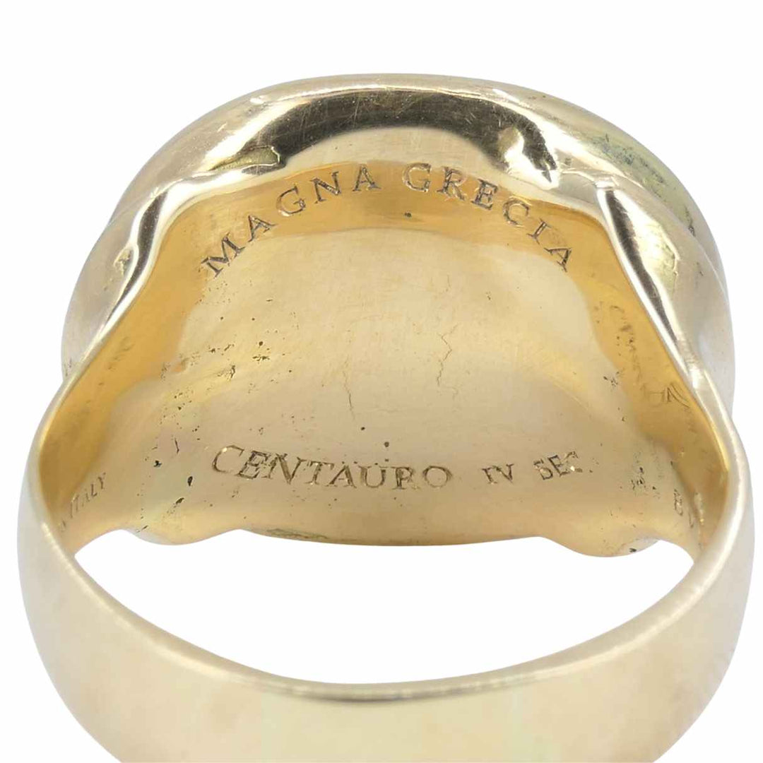 Vintage Bvlgari 18k Gold Ancient Silver Magna Grecia Centaur Bulgari Ring