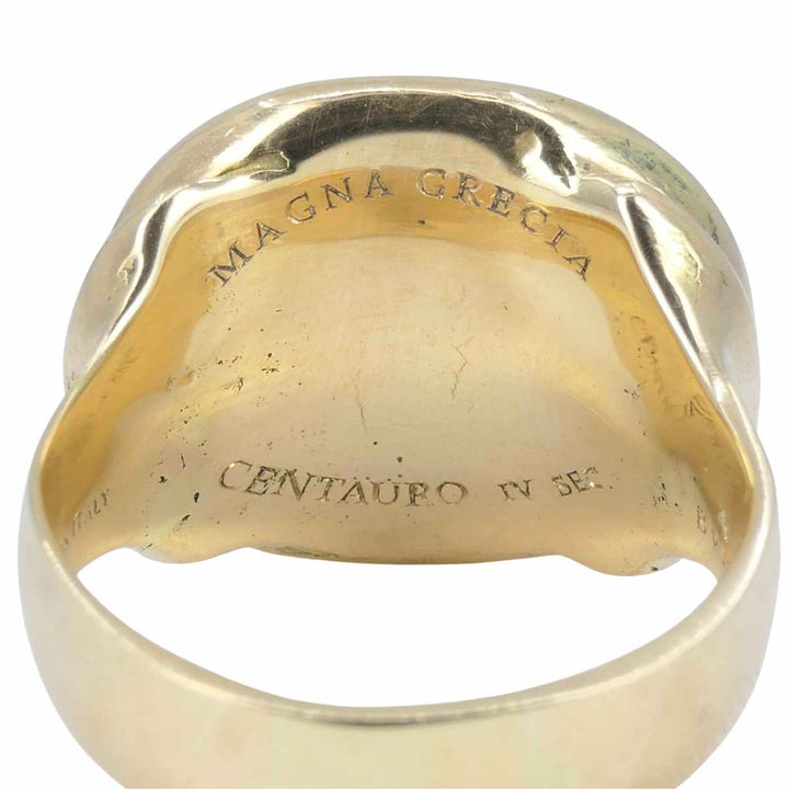 Vintage Bvlgari 18k Gold Ancient Silver Magna Grecia Centaur Bulgari Ring