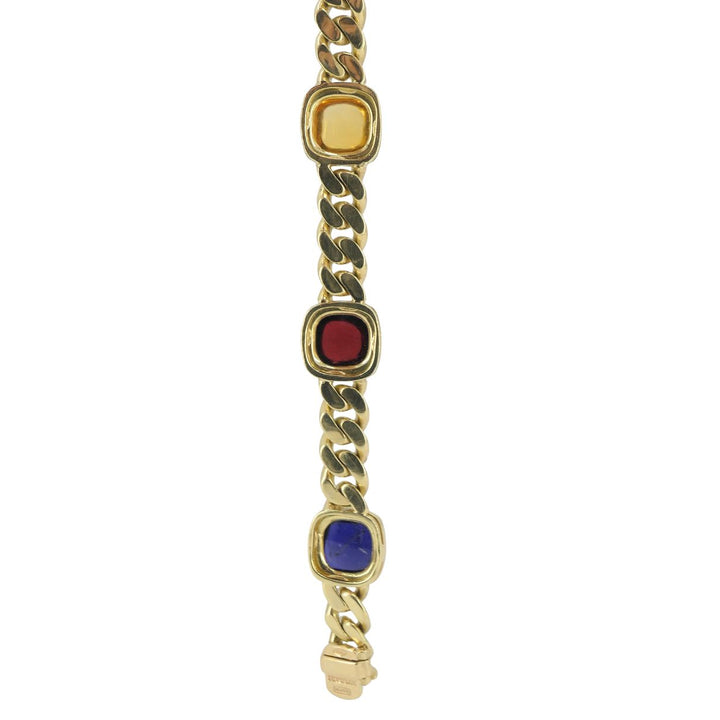 Vintage Bvlgari 18k Gold Curblink Sugarloaf Gemstones Bulgari Bracelet