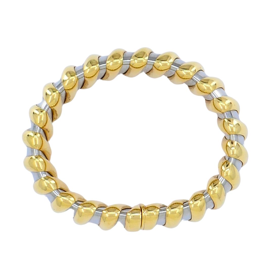 Vintage Bvlgari 18k Gold Stainless Steel Cuff Bracelet