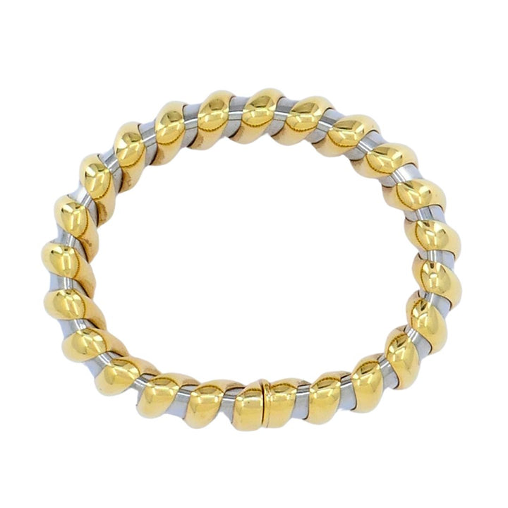 Vintage Bvlgari 18k Gold Stainless Steel Cuff Bracelet