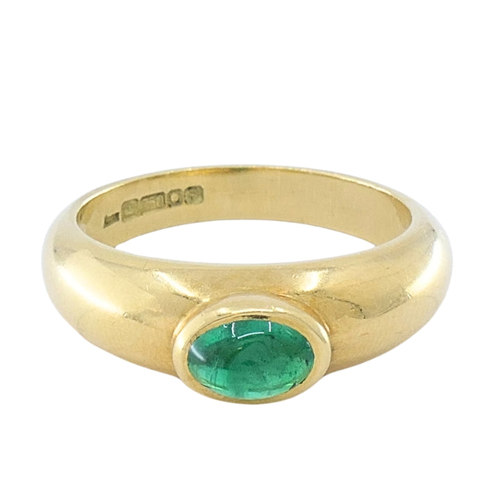 Asprey London 18k Gold Oval Cabochon Emerald Ring