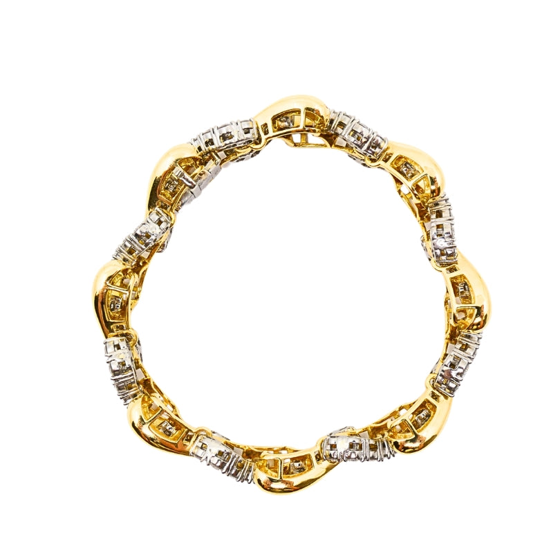 Vintage French Platinum & 18k Gold Diamond Bracelet