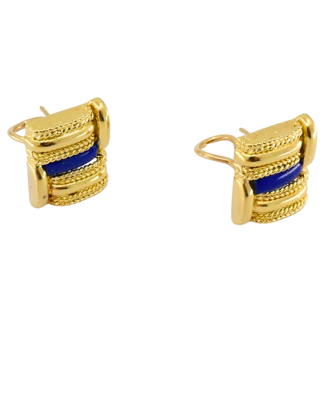 Vintage Aldo Cipullo for Cartier 18k Gold Earrings Lapis Lazuli