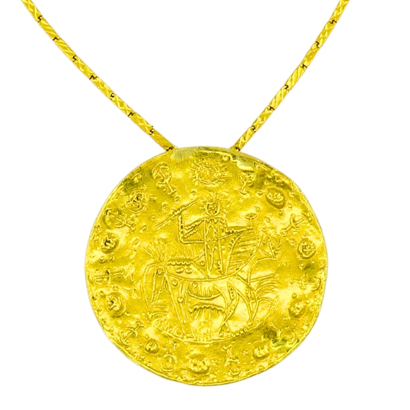 Pablo Picasso Design Faune Cavalier 23k Gold Medallion Pendant