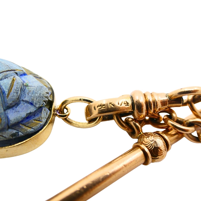 Scarab Necklace Vintage 14k Gold Watch Chain