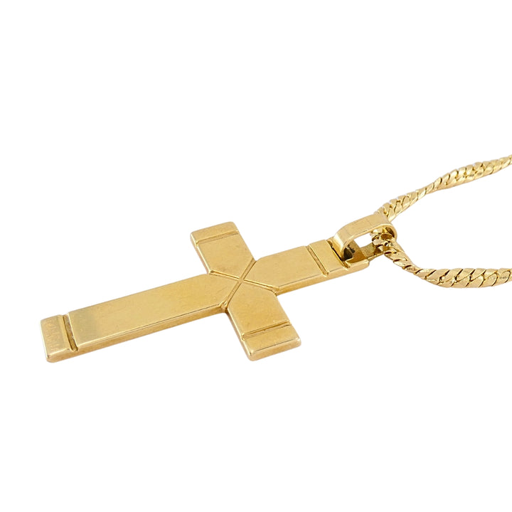 Vintage 14k Gold Cross Pendant Necklace Twisted Chain