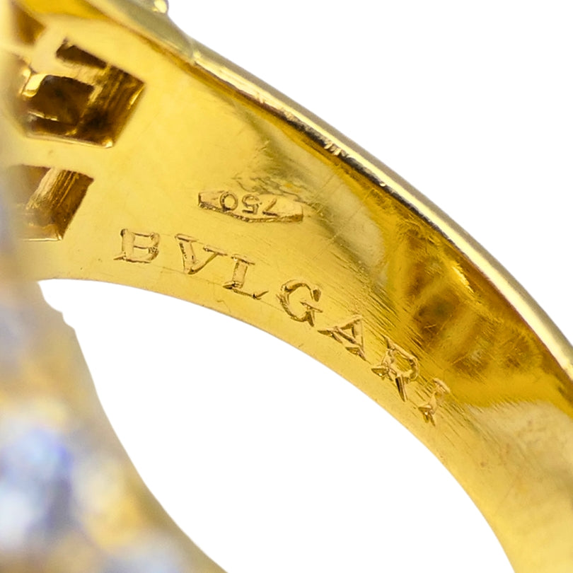 Bvlgari Bulgari Yellow Sapphire Ring Gold Aquamarine Diamond Vintage Jewelry