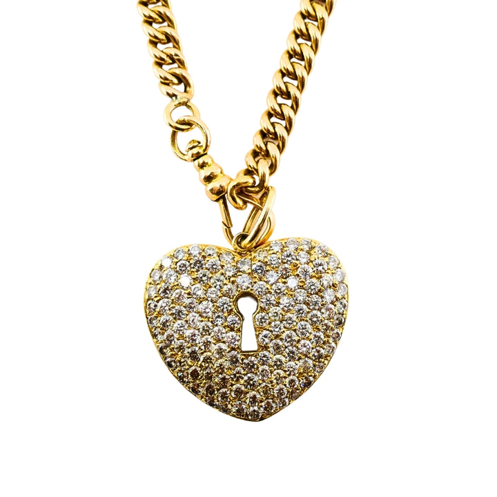 Vintage 14k Gold Diamond Heart Pendant & 10k Gold Chain Necklace