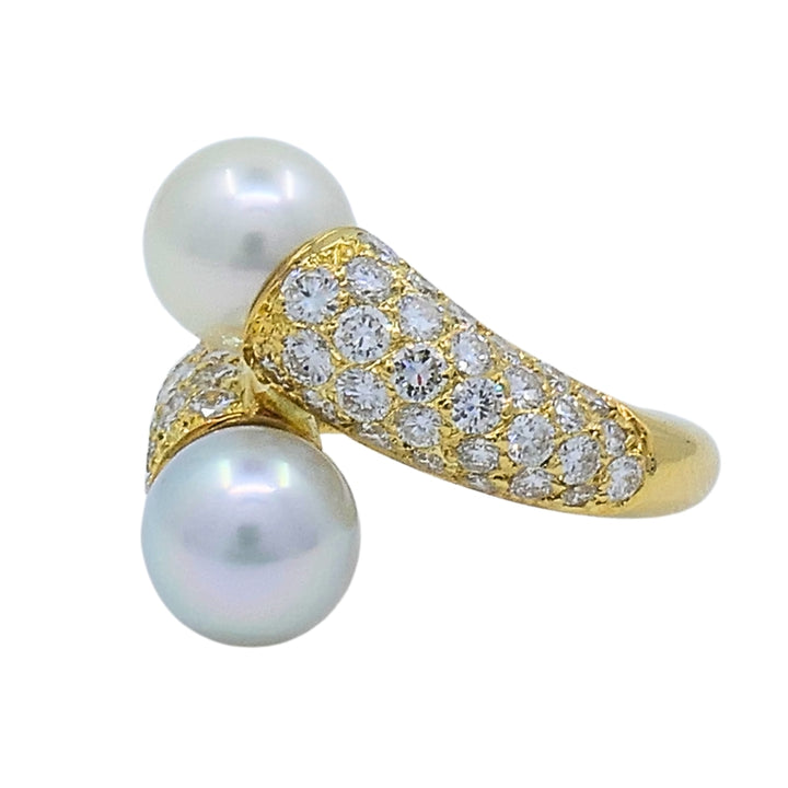 Van Cleef & Arpels Toi Et Moi 18k Gold Pearl Diamond Ring