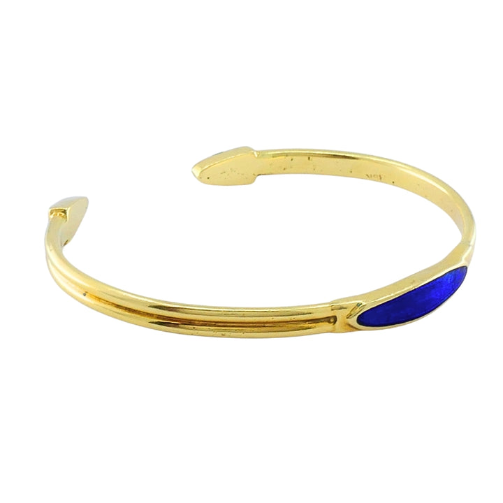 Vintage 18k Gold Blue Enamel Bangle Bracelet