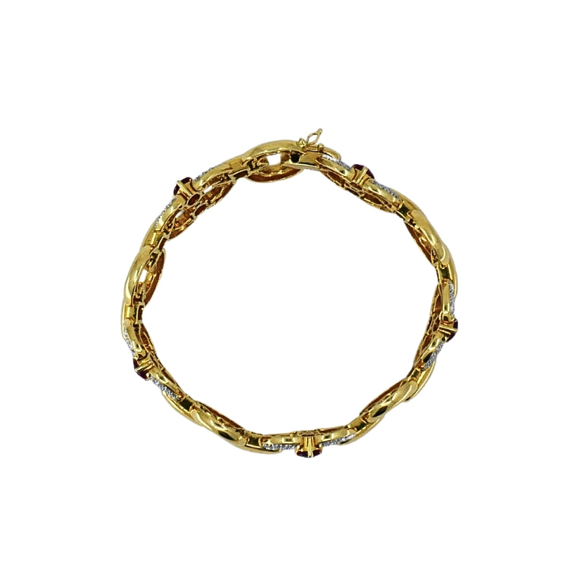 Vintage 18k Gold Tourmaline Diamond Bracelet