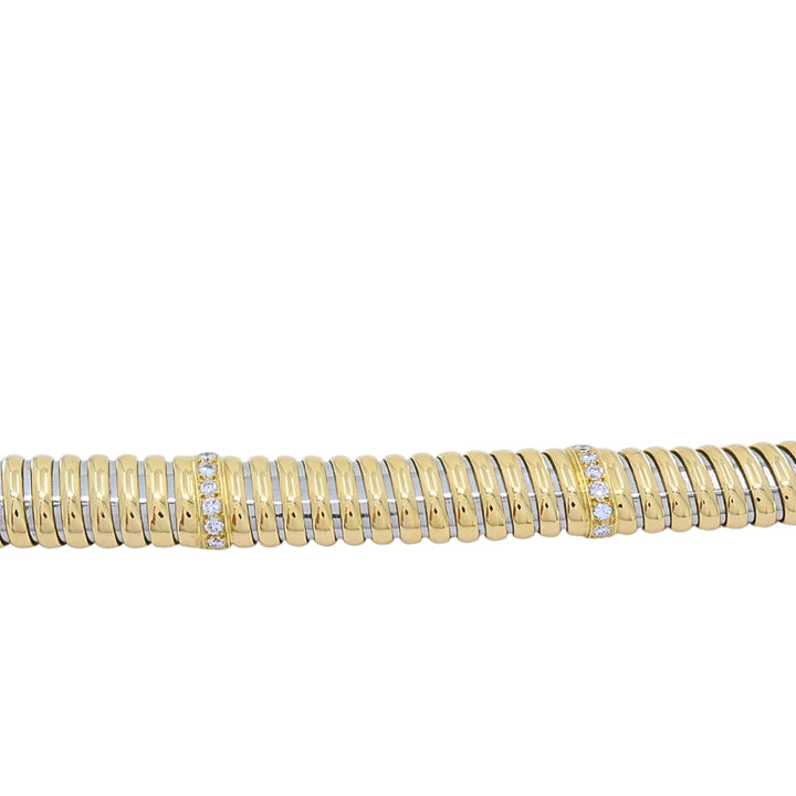 Vintage Cartier 18k Gold & Stainless Steel Tubogas Diamond Bracelet