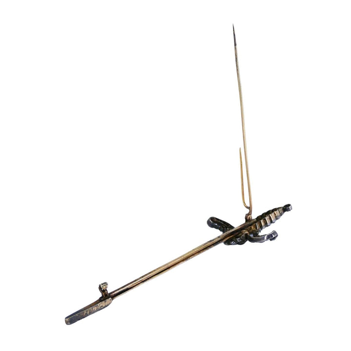 Antique 14k gold Silver Diamond Sword Brooch, circa 1900