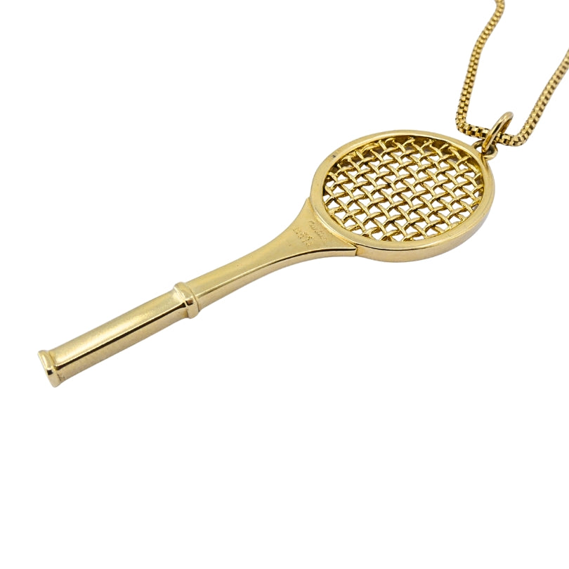 Vintage Cartier 14k Gold Tennis Racket Pendant & 14k Chain (Unsigned) Necklace