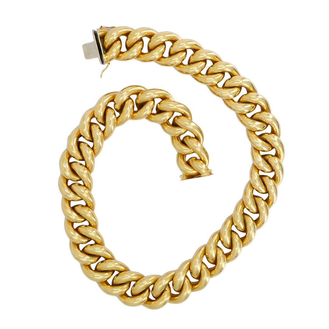 Vintage Italian 14k Yellow Gold Chunky Hollow Curb Link Necklace