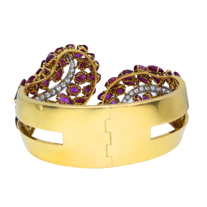 Boucheron Ruby Bracelet Diamond Gold Platinum Burmese Ruby GIA, French