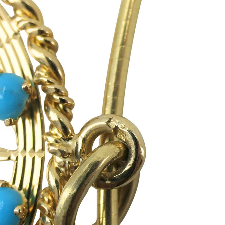 Vintage French Gold Turquoise Pearl Star Pendant Necklace