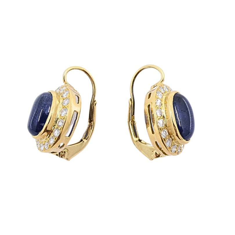 Sapphire Diamond Halo Earrings 14k Gold