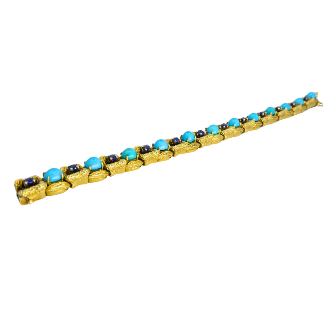 Vintage Tiffany & Co. Bracelet 18k Gold Sapphire Turquoise Estate Jewelry