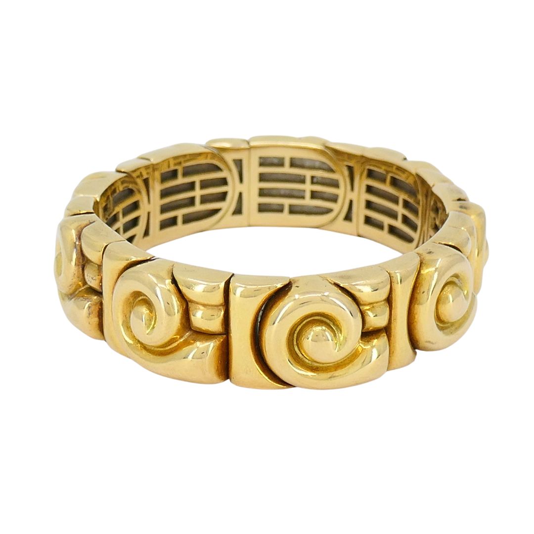 Vintage Bvlgari 18k Gold Steel Spiral Cuff Bracelet