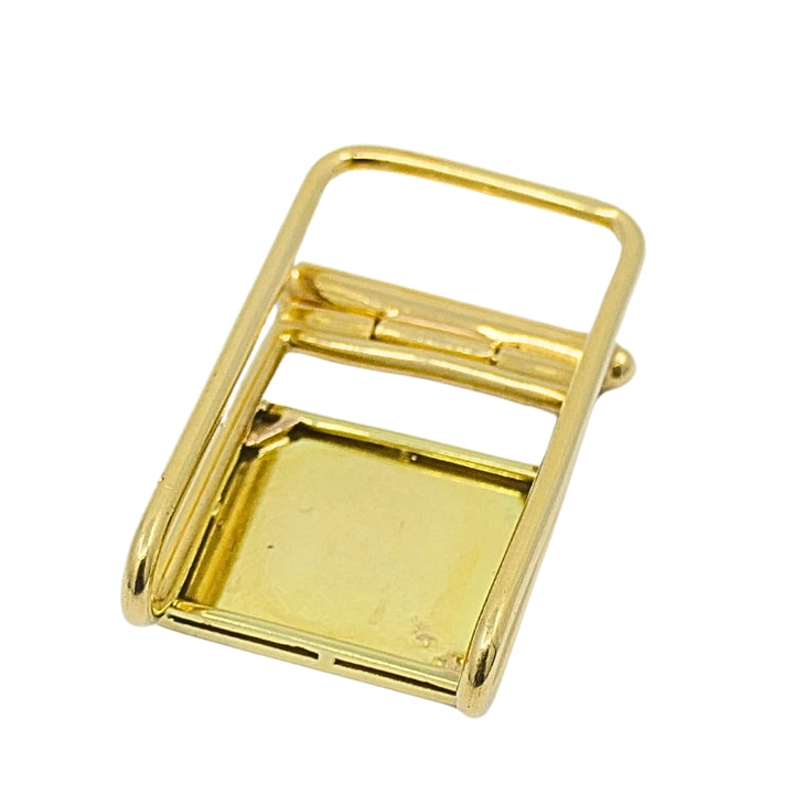 Vintage Belt Buckle Pendant 14k Gold Green Enamel
