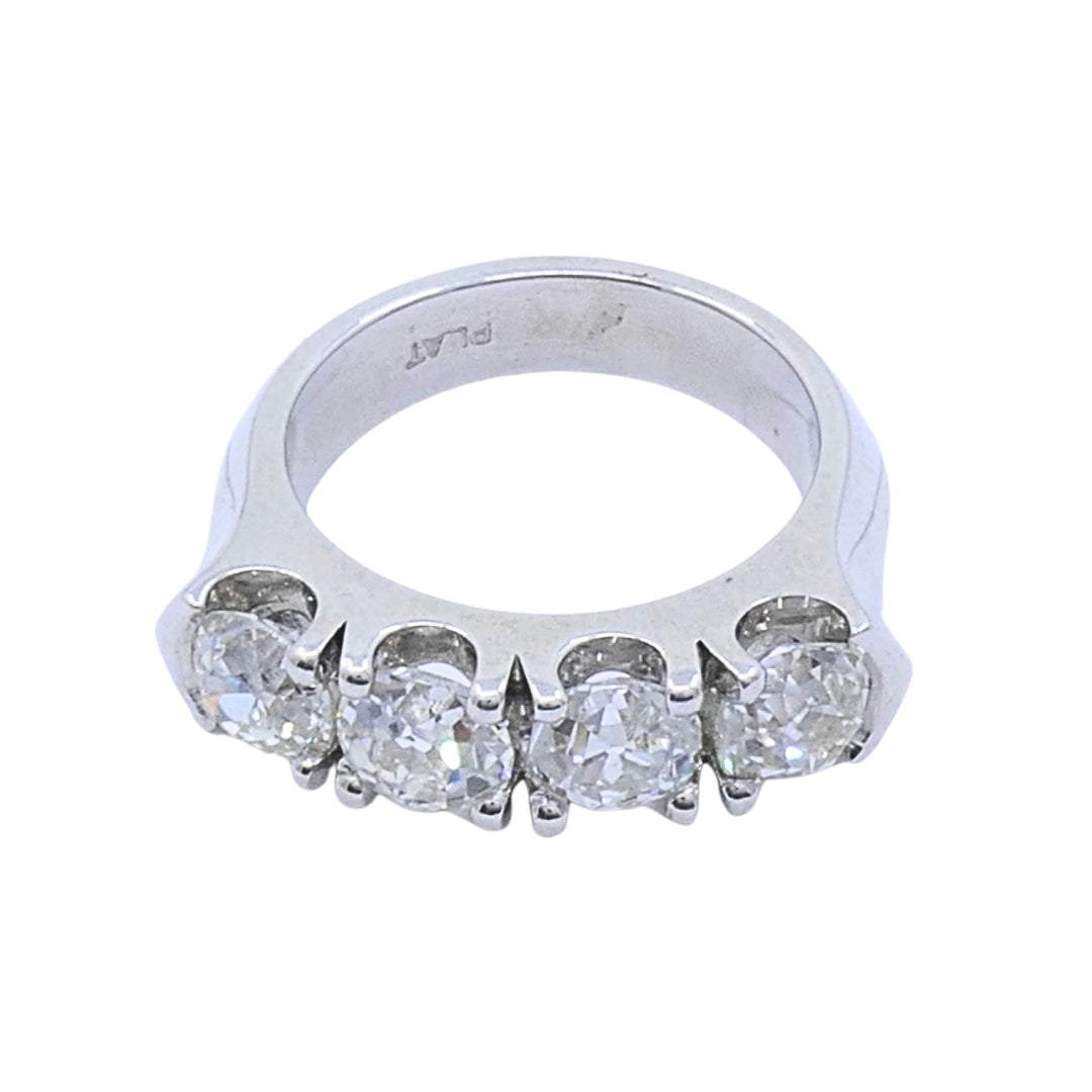 Mid-Century Platinum Four-Stone Diamond Ring