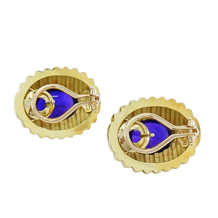 Vintage Tambetti 18k Gold Amethyst Cabochon Earrings