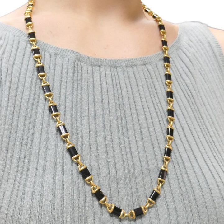 Van Cleef & Arpels 18k Gold Onyx Chain Link Necklace