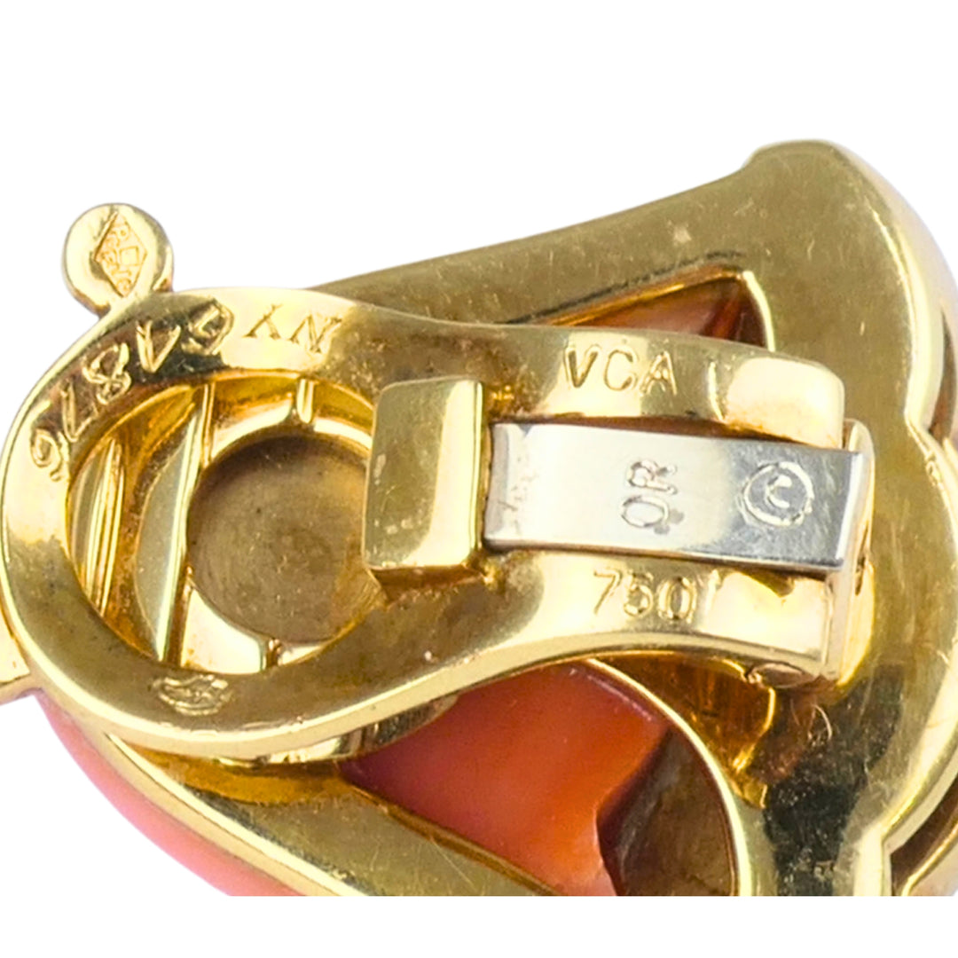 VCA Van Cleef & Arpels Coral Bell Diamond 18K Gold Vintage Earrings