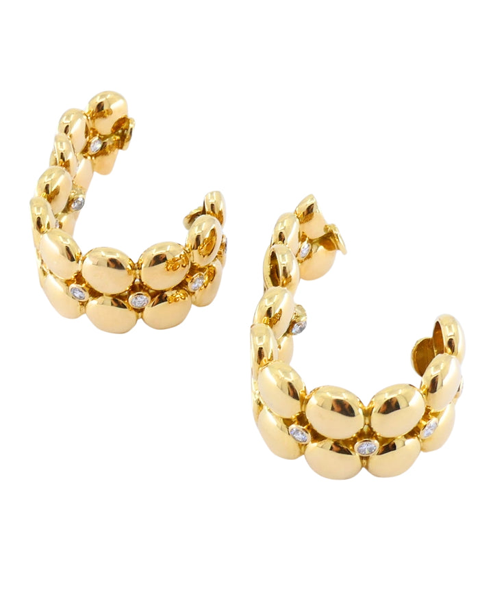 Cartier Honeymoon Clip-On Earrings 18k Gold Diamond Hoop Earrings