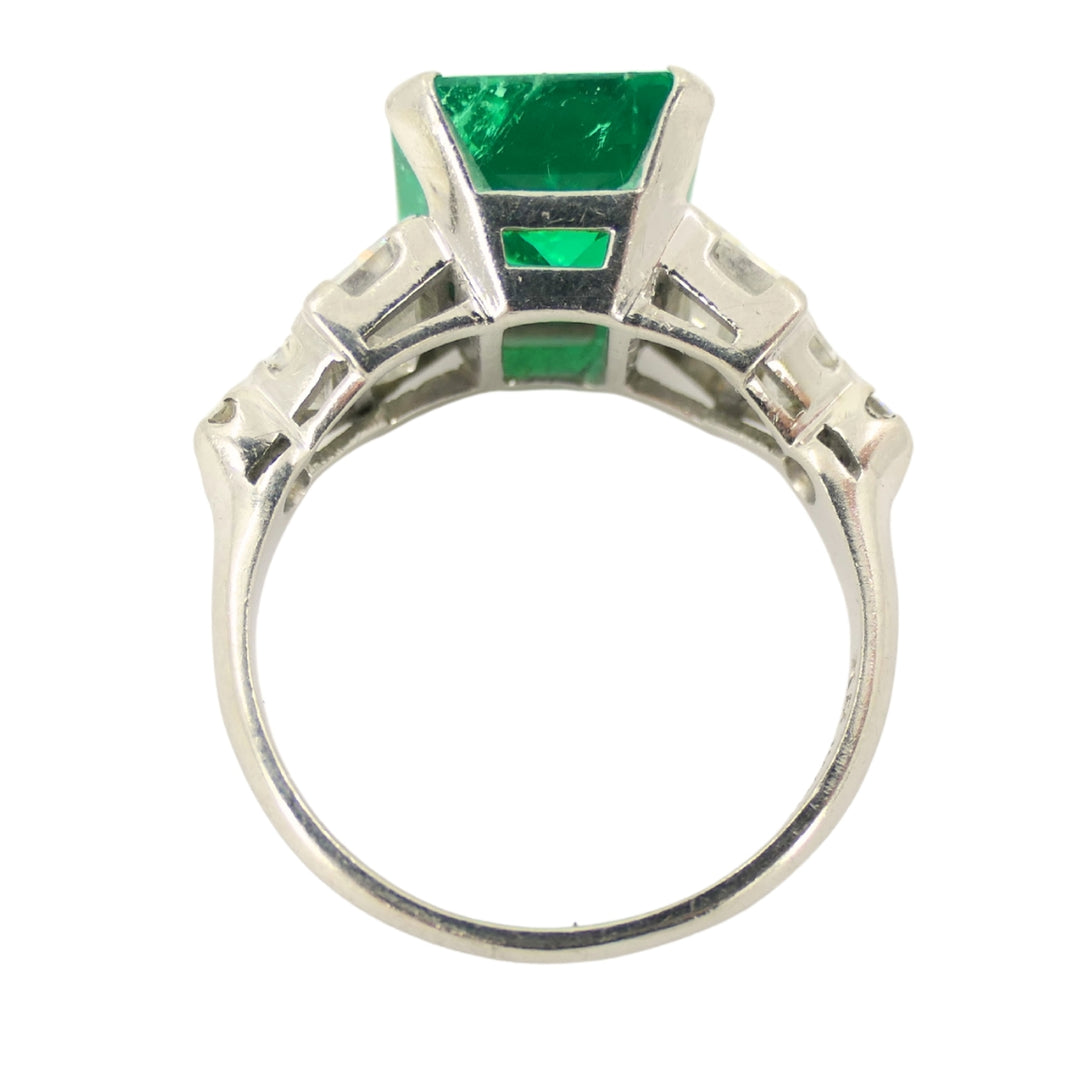 Colombian Emerald Engagement Ring GIA Platinum Diamond