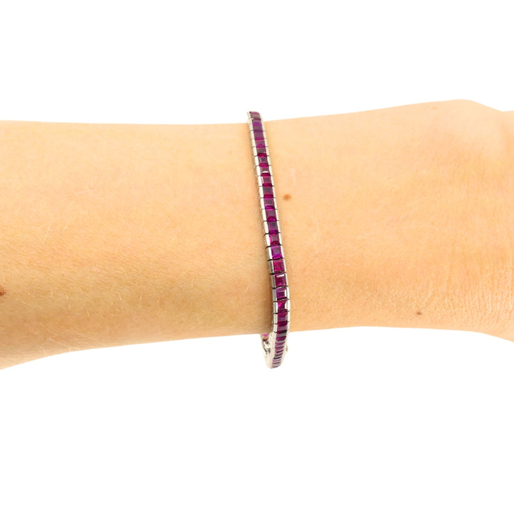 Art Deco Ruby Tennis Bracelet Platinum 