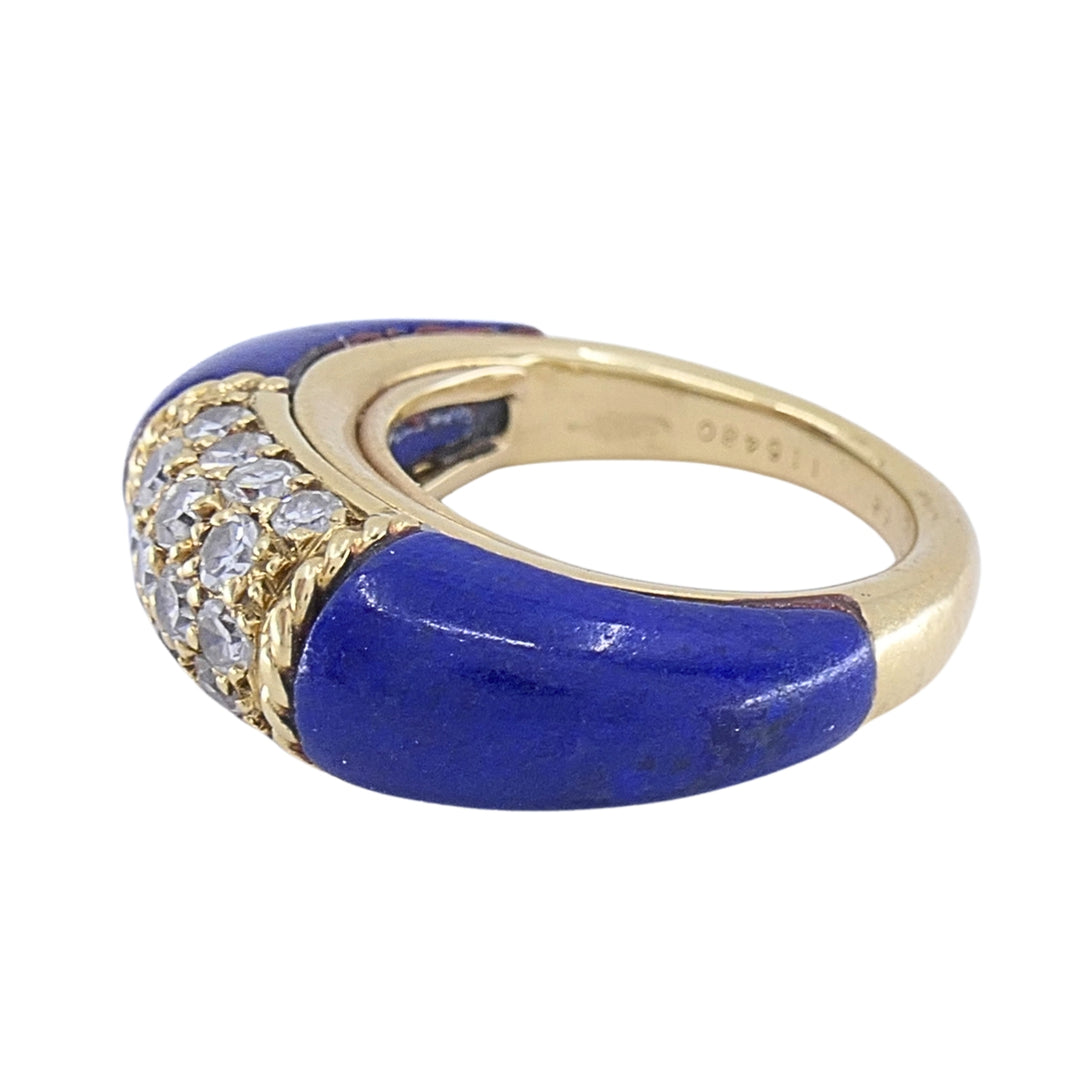 Van Cleef & Arpels Philippine 18k Gold Lapis Lazuli Diamond Ring, 1968