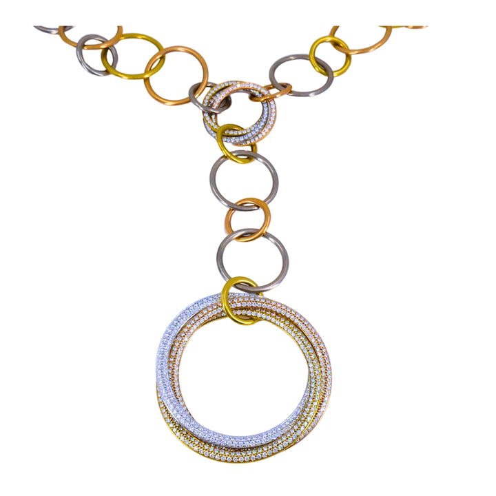 Cartier Trinity Diamond Necklace 18k Gold Estate Jewelry
