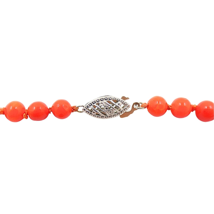 Coral Bead Necklace 14k Gold Clasp