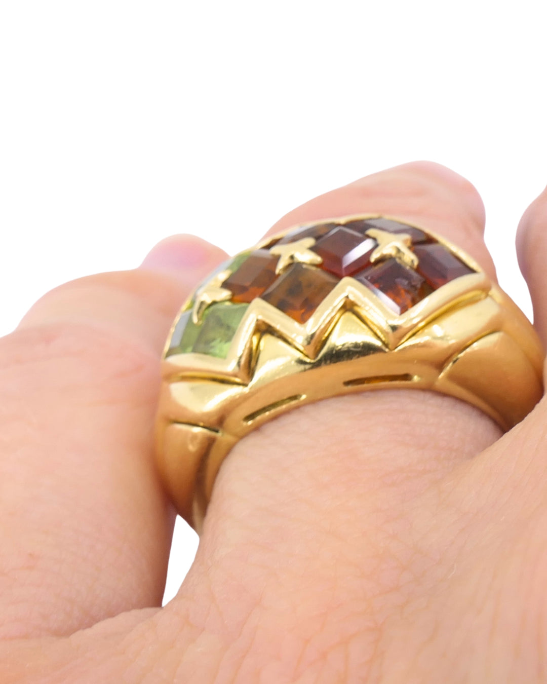 Bvlgari Bulgari Gemstone 18k Gold Cocktail Ring circa 1990s