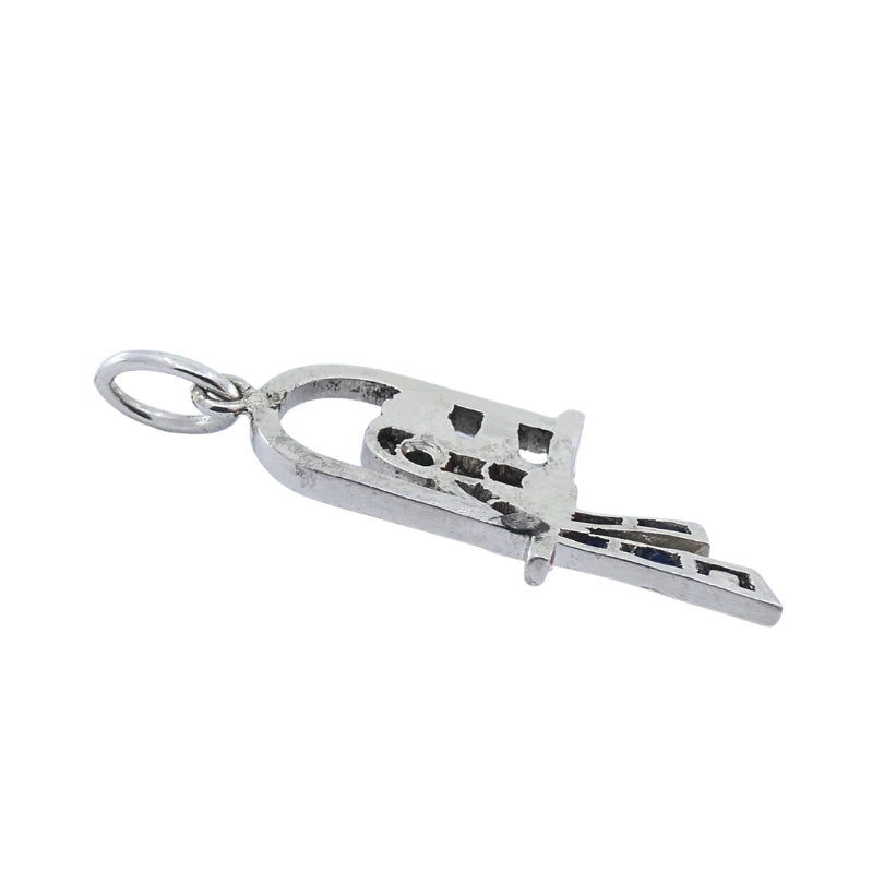 Antique Platinum Parrot Charm Gemstone Diamond Accents