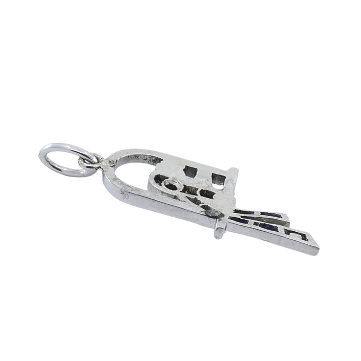 Antique Platinum Parrot Charm Gemstone Diamond Accents