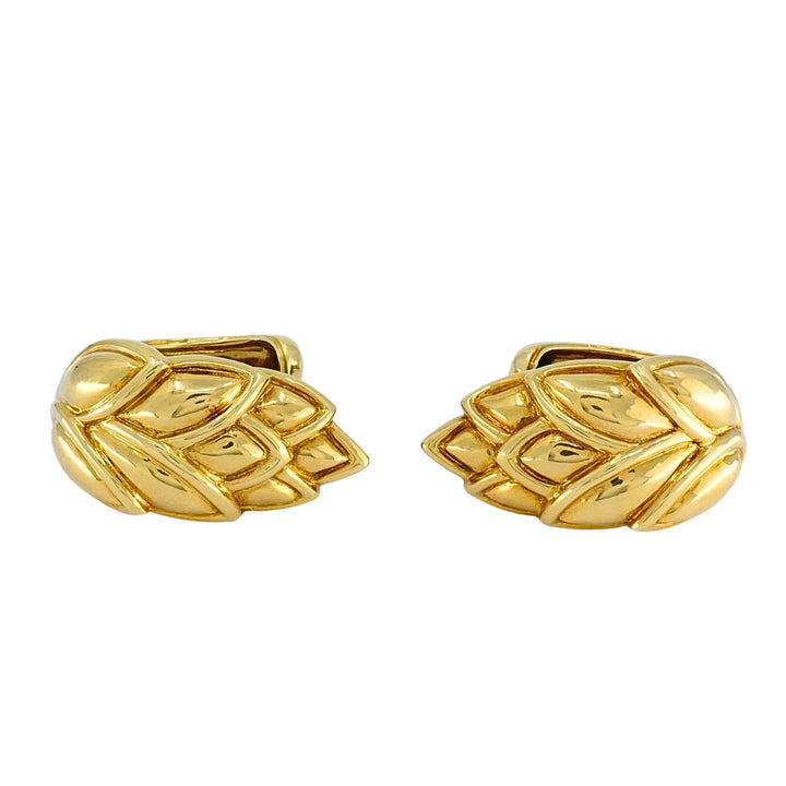 René Boivin 18k Gold Sculpted Foliate Hoop Earrings, 1970s