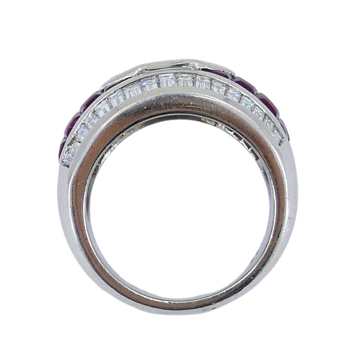 1960s Ruby Diamond Platinum Dome Ring 6.5