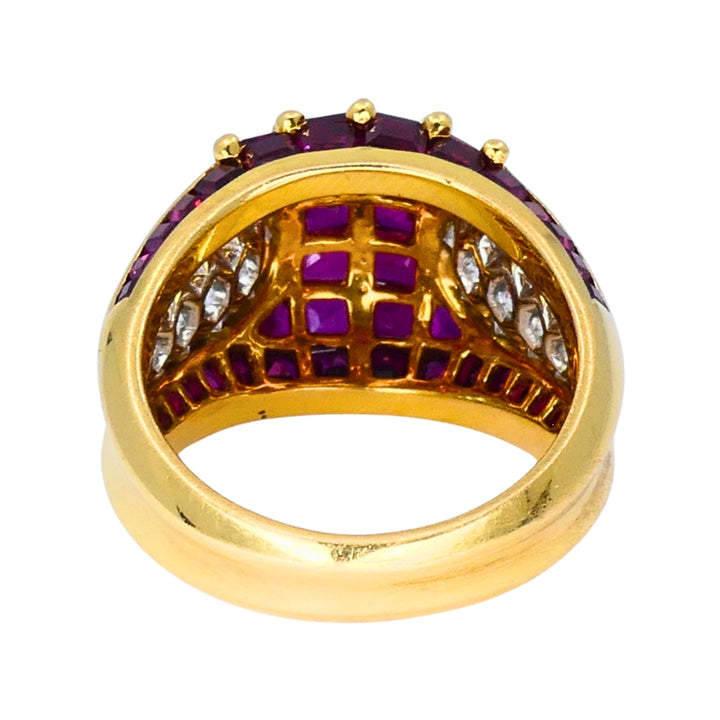 Oscar Heyman Vintage Cocktail Ring Gold Platinum Ruby Diamond Estate Jewelry