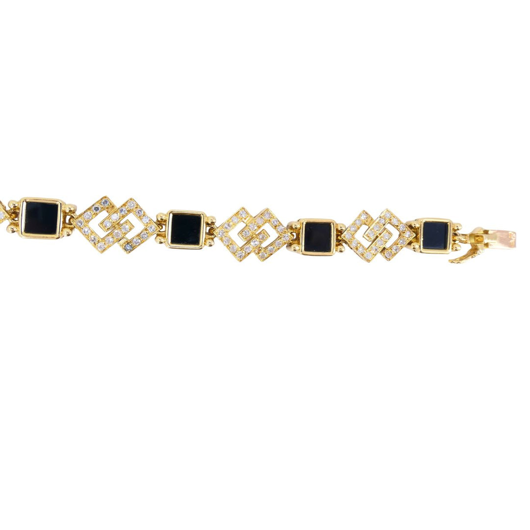 Vintage Van Cleef & Arpels 18k Gold Diamond Onyx Bracelet