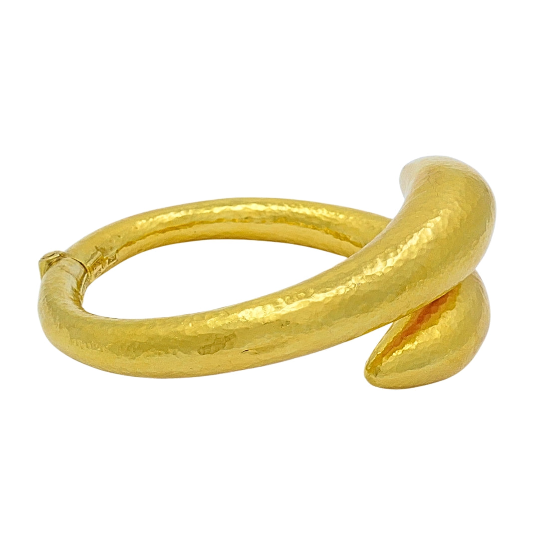 Ilias Lalaounis 18k Gold Hammered Sculptural Bangle Bracelet, 1970s