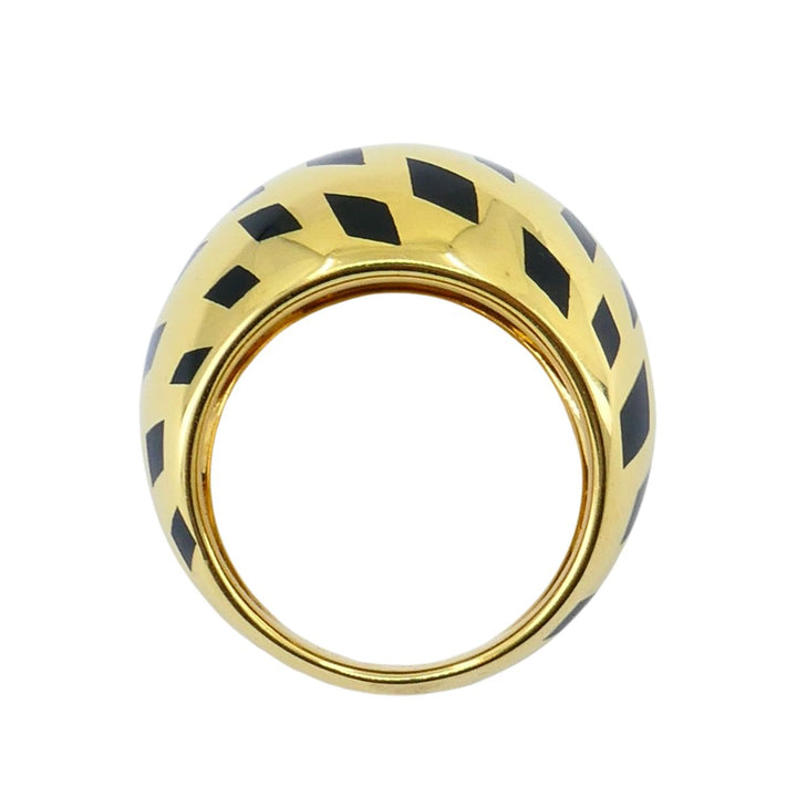 Vintage Cartier Panthere 18k Gold Enamel Bombe Dome Ring