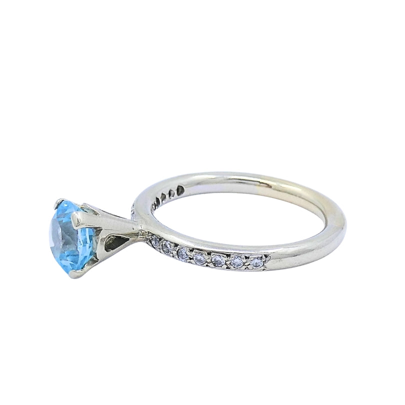 14k Gold Blue Topaz Diamond Accent Ring