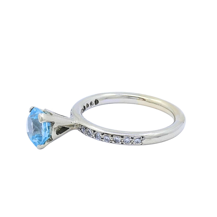 14k Gold Blue Topaz Diamond Accent Ring