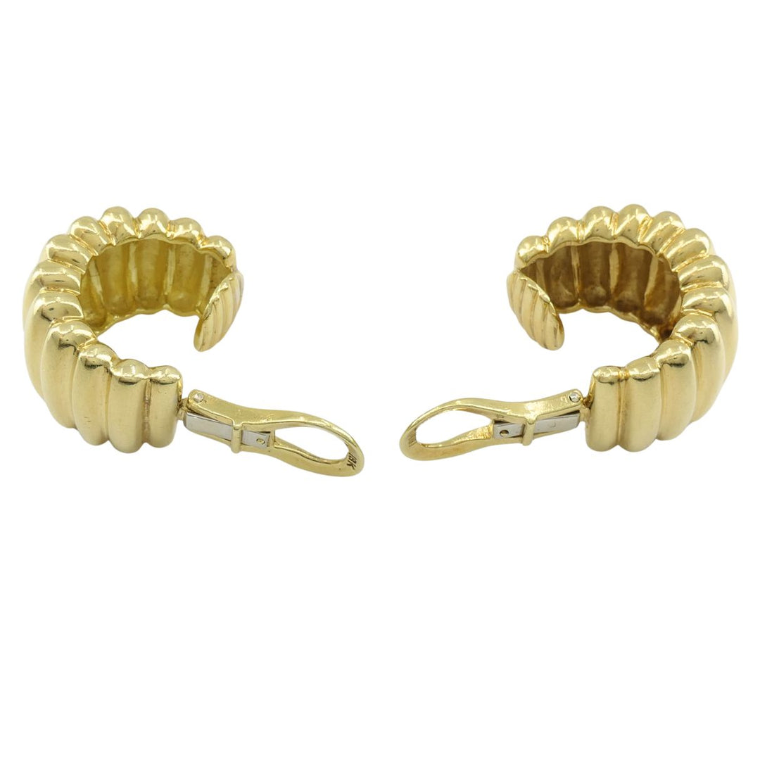 Vintage Tiffany & Co. 18k Yellow Gold Ribbed Huggie Earrings
