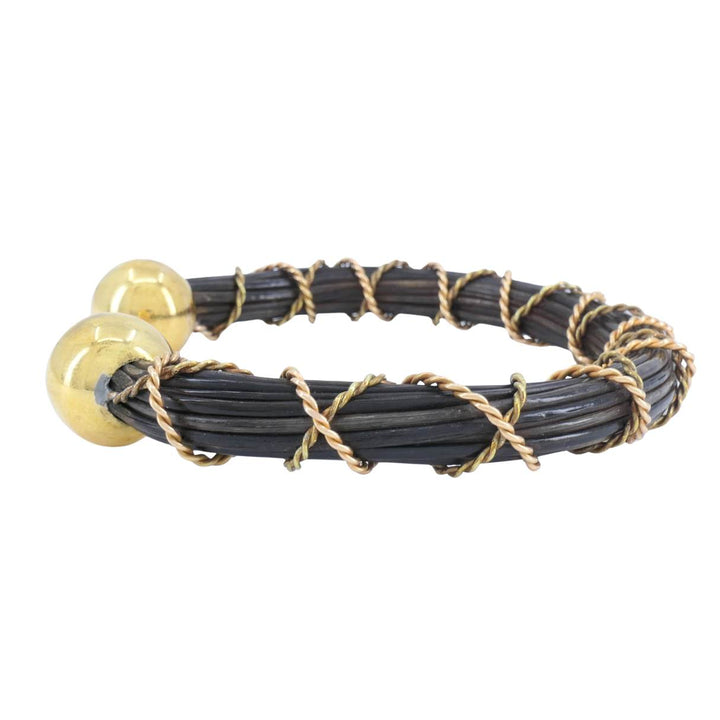 Vintage 18k Yellow and Rose Gold Elephant Hair Cuff Bracelet, Circa 1970s