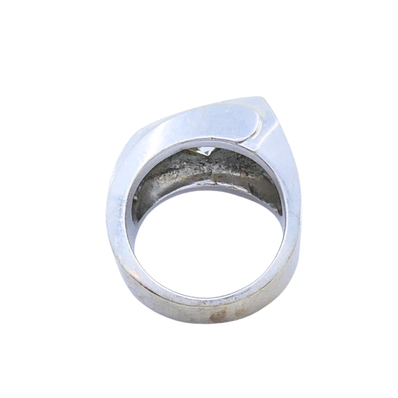 Vintage 14k White Gold Diamond Sapphire Angular Ring